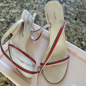 Marc Jacobs White Sandals with Red and Blue Straps